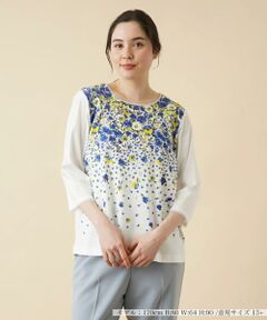 ＊＊Leilian PLUS HOUSE__ / レリアンプラスハウス カットソー | フラワープリント七分袖カットソー