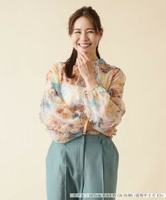 ＊＊Leilian PLUS HOUSE__ / レリアンプラスハウス シャツ・ブラウス | ボタニカル柄スタンドカラーブラウス