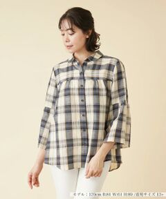 ＊＊Leilian PLUS HOUSE__ / レリアンプラスハウス シャツ・ブラウス | チェックチュニックブラウス