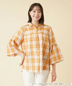 ＊＊Leilian PLUS HOUSE__ / レリアンプラスハウス シャツ・ブラウス | チェックチュニックブラウス