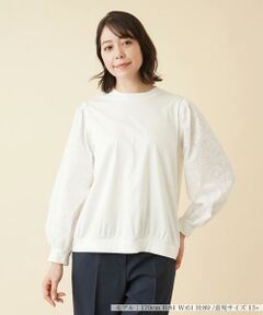 ＊＊Leilian PLUS HOUSE__ / レリアンプラスハウス カットソー | レース切替ボリュームスリーブカットソー