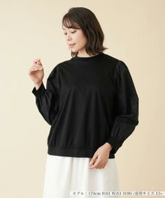 ＊＊Leilian PLUS HOUSE__ / レリアンプラスハウス カットソー | レース切替ボリュームスリーブカットソー