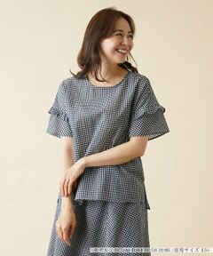 ＊＊Leilian PLUS HOUSE__ / レリアンプラスハウス シャツ・ブラウス | ギンガムチェックフリルブラウス