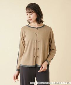 ＊＊Leilian PLUS HOUSE__ / レリアンプラスハウス カーディガン・ボレロ | 配色ラインクルーネックカーディガン