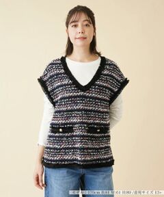 ＊＊Leilian PLUS HOUSE__ / レリアンプラスハウス ベスト | ファンシーツイードVネックベスト