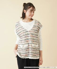 ＊＊Leilian PLUS HOUSE__ / レリアンプラスハウス ベスト | ファンシーツイードVネックベスト