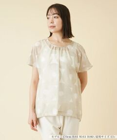 ＊＊Leilian PLUS HOUSE__ / レリアンプラスハウス シャツ・ブラウス | 幾何学柄フレンチスリーブブラウス