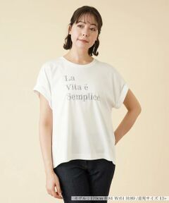 ＊＊Leilian PLUS HOUSE__ / レリアンプラスハウス カットソー | ロゴ刺繍半袖Tシャツ