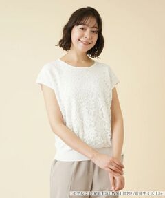 ＊＊Leilian PLUS HOUSE__ / レリアンプラスハウス ニット・セーター | レース切替フレンチスリーブニット