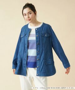 ＊＊Leilian PLUS HOUSE__ / レリアンプラスハウス ノーカラージャケット | ノーカラーデニムジャケット