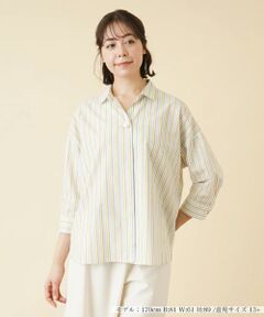 ＊＊Leilian PLUS HOUSE__ / レリアンプラスハウス シャツ・ブラウス | マルチストライプ比翼ブラウス