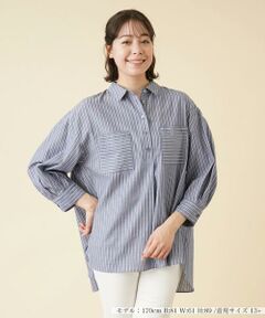 ＊＊Leilian PLUS HOUSE__ / レリアンプラスハウス シャツ・ブラウス | ストライプハーフプラケットシャツ