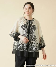 ＊＊Leilian PLUS HOUSE__ / レリアンプラスハウス シャツ・ブラウス | フラワーノーカラーブラウス