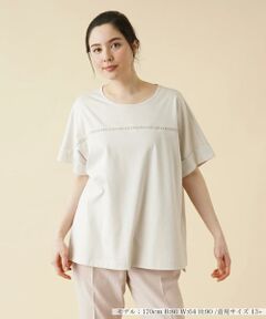 ＊＊Leilian PLUS HOUSE__ / レリアンプラスハウス カットソー | レースライン半袖カットソー