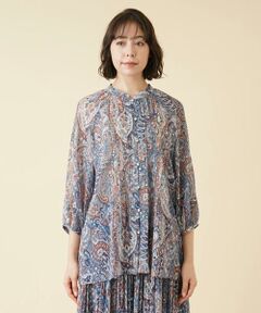 ＊＊Leilian PLUS HOUSE__ / レリアンプラスハウス シャツ・ブラウス | ペイズリー柄バンドカラーブラウス