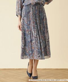 ＊＊Leilian PLUS HOUSE__ / レリアンプラスハウス ミニ・ひざ丈スカート | ペイズリー柄消しプリーツスカート