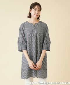 ＊＊Leilian PLUS HOUSE__ / レリアンプラスハウス シャツ・ブラウス | ギンガムチェックキーネックブラウス