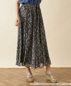 ＊＊Leilian PLUS HOUSE__ / レリアンプラスハウス ミニ・ひざ丈スカート | リーフ柄フレアスカート