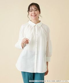 ＊＊Leilian PLUS HOUSE__ / レリアンプラスハウス シャツ・ブラウス | エンボスボリュームスリーブブラウス