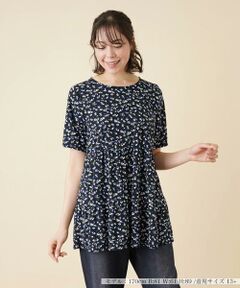 ＊＊Leilian PLUS HOUSE__ / レリアンプラスハウス カットソー | ミニフラワー柄フレアカットソー