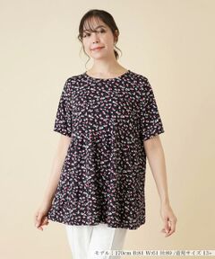 ＊＊Leilian PLUS HOUSE__ / レリアンプラスハウス カットソー | ミニフラワー柄フレアカットソー