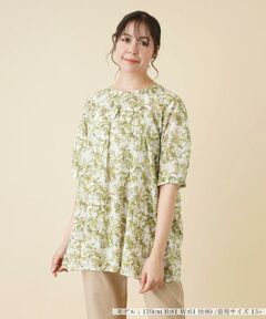 ＊＊Leilian PLUS HOUSE__ / レリアンプラスハウス シャツ・ブラウス | フラワー柄オーバーブラウス