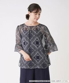 ＊＊Leilian PLUS HOUSE__ / レリアンプラスハウス シャツ・ブラウス | バンダナ柄シアーブラウス