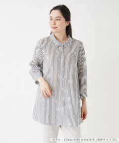 ＊＊Leilian PLUS HOUSE__ / レリアンプラスハウス シャツ・ブラウス | 刺繍ストライプブラウス