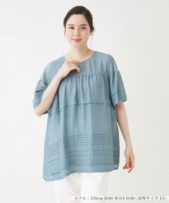 ＊＊Leilian PLUS HOUSE__ / レリアンプラスハウス シャツ・ブラウス | タックボーダーブラウス