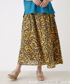 ＊＊Leilian PLUS HOUSE__ / レリアンプラスハウス ミニ・ひざ丈スカート | リーフ柄フレアスカート