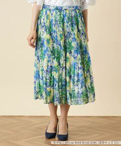 ＊＊Leilian PLUS HOUSE__ / レリアンプラスハウス ミニ・ひざ丈スカート | プリントプリーツスカート