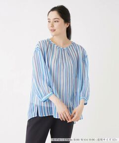 ＊＊Leilian PLUS HOUSE__ / レリアンプラスハウス シャツ・ブラウス | マルチストライプシフォンブラウス