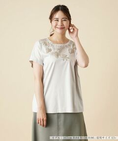 ＊＊Leilian PLUS HOUSE__ / レリアンプラスハウス カットソー | リーフ刺繍カットソー