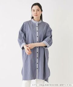 ＊＊Leilian PLUS HOUSE__ / レリアンプラスハウス シャツ・ブラウス | ストライプ切替チュニックブラウス