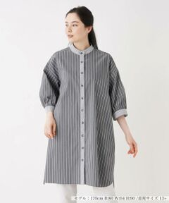 ＊＊Leilian PLUS HOUSE__ / レリアンプラスハウス シャツ・ブラウス | ストライプ切替チュニックブラウス