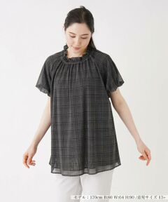 ＊＊Leilian PLUS HOUSE__ / レリアンプラスハウス シャツ・ブラウス | ジャカードチェックパフスリーブブラウス