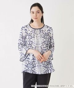 ＊＊Leilian PLUS HOUSE__ / レリアンプラスハウス シャツ・ブラウス | フレアスリーブプリントブラウス