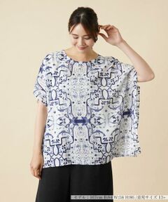 ＊＊Leilian PLUS HOUSE__ / レリアンプラスハウス シャツ・ブラウス | ポンチョ風プリントブラウス