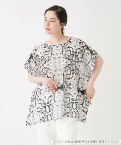 ＊＊Leilian PLUS HOUSE__ / レリアンプラスハウス シャツ・ブラウス | ポンチョ風プリントブラウス