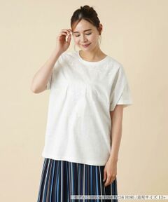 ＊＊Leilian PLUS HOUSE__ / レリアンプラスハウス カットソー | フラワー刺繍Ｔシャツ