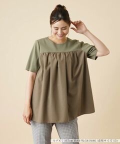 ＊＊Leilian PLUS HOUSE__ / レリアンプラスハウス カットソー | 異素材切替ブラウス