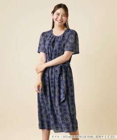 ＊＊Leilian PLUS HOUSE__ / レリアンプラスハウス ミニ丈・ひざ丈ワンピース | 総柄ミモレ丈ワンピ－ス