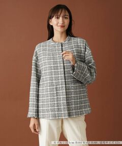 チェックノーカラージャケット
