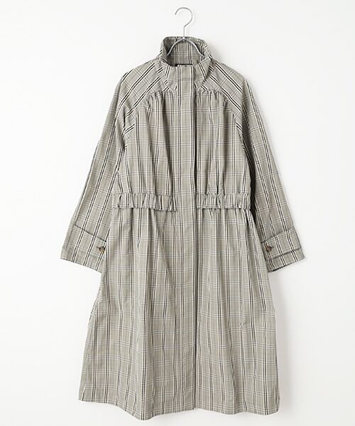 L'EQUIPE/レキップ 先染めメモリーウェザーチェックスタンドカラーコート ブラック系その他 38