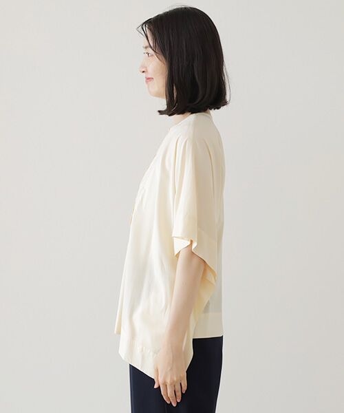 L'EQUIPE / レキップ シャツ・ブラウス | コットンレーヨンローンボタニカルダイポンチョブラウス | 詳細3