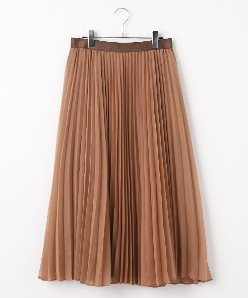 L'EQUIPE / レキップ ロング・マキシ丈スカート | ソフトオーガンジープリーツスカート（ピンクベージュ）