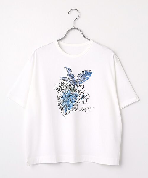 L'EQUIPE / レキップ Tシャツ | コットンスムースリーフプリントTシャツ（ホワイト）