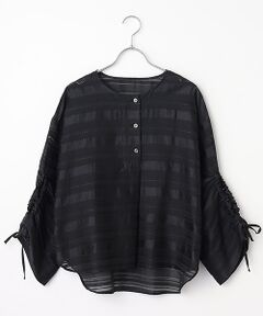 L'EQUIPE / レキップ シャツ・ブラウス | シアーストライプシャーリングスリーブブラウス