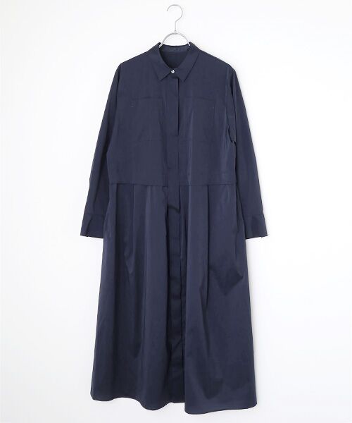L'EQUIPE/レキップ ストレッチタフタシャツワンピース ネイビー L L'EQUIPE/レキップ ストレッチタフタシャツワンピース ネイビー L