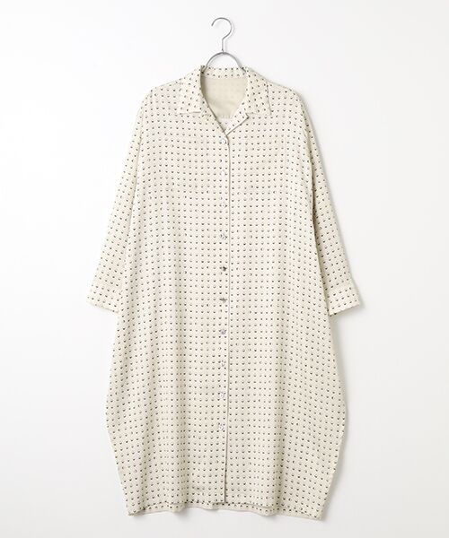 L'EQUIPE / レキップ ロング・マキシ丈ワンピース | リングドットプリントシャツワンピース（ベージュ）